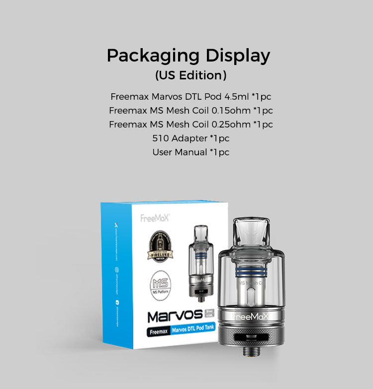 Marvos DTL Pod Tank - Packaging Display(US Edition)