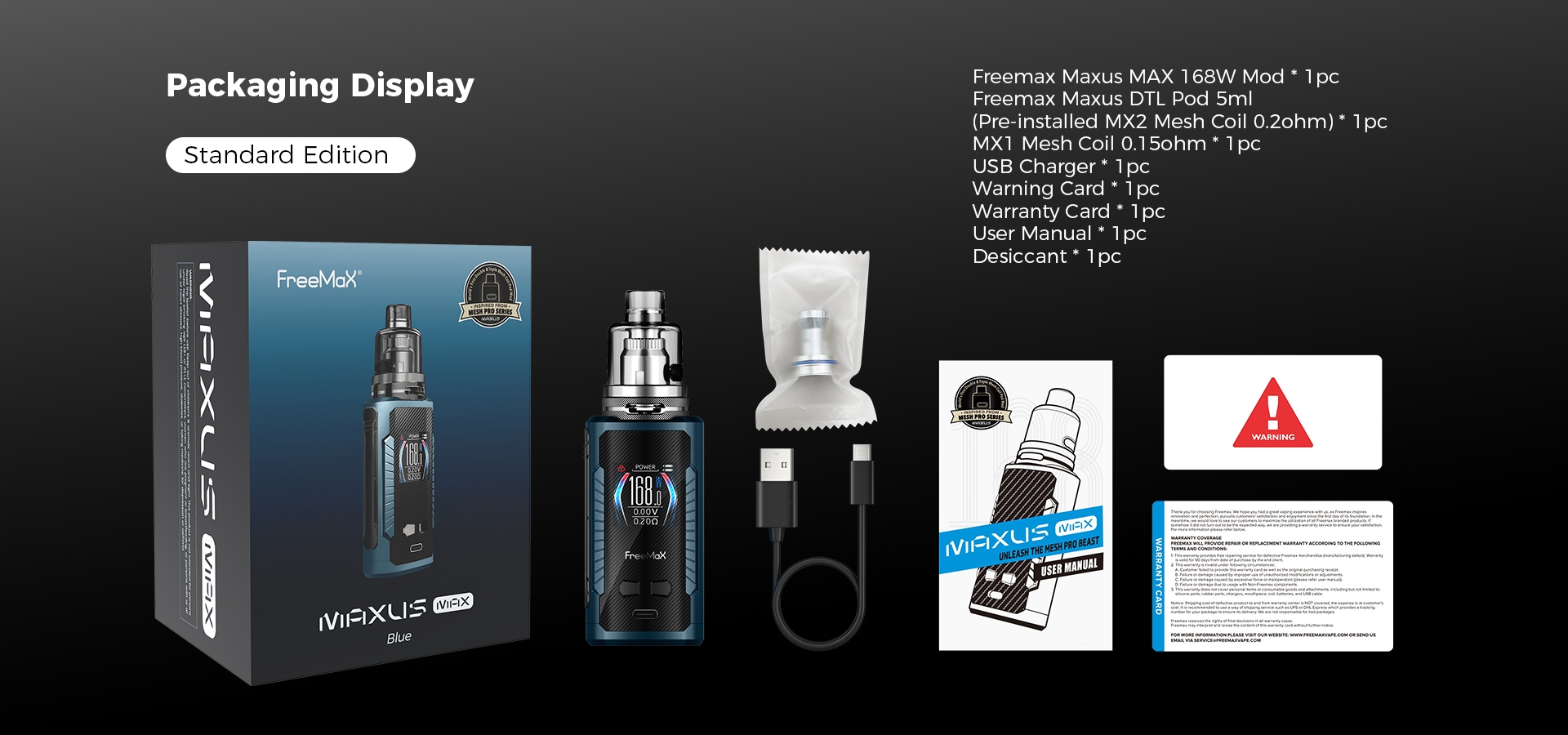 Maxus-Max-168W-Kit-Packaging Display - Standard Edition